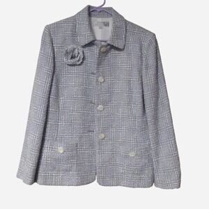 BLUE‎ Tahari Arthur S. Levine Blazer Tweed Jacket Size 16